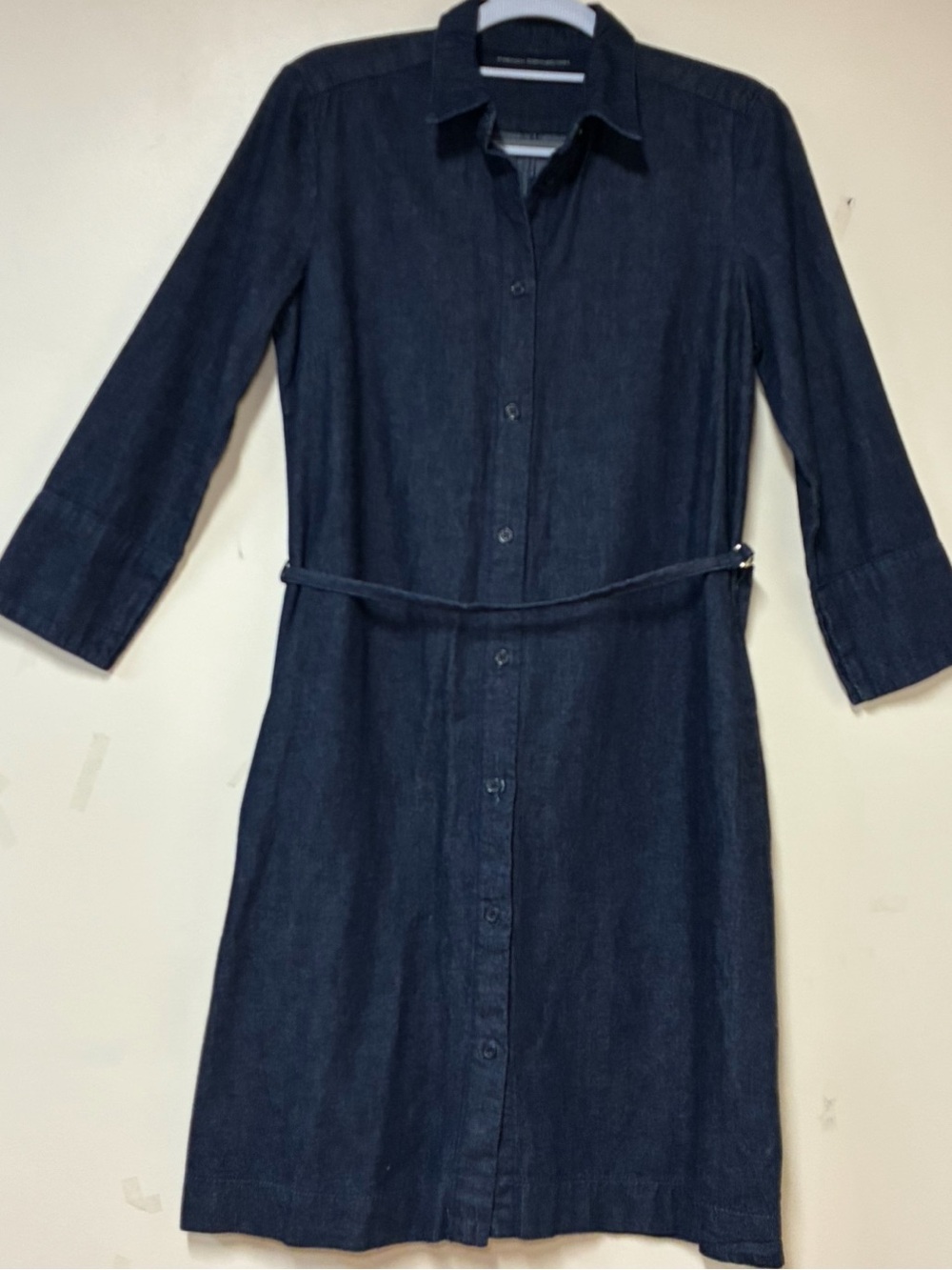 French Connection Dark Indigo Denim Belted Shirt Dress Size 6